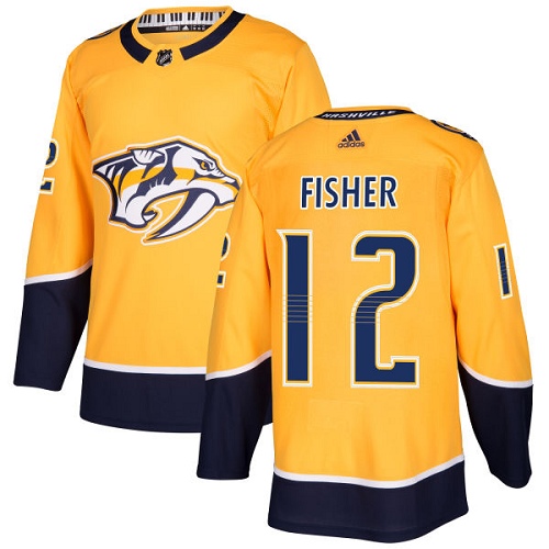 Adidas Predators #12 Mike Fisher Yellow Home Authentic Stitched Youth NHL Jersey