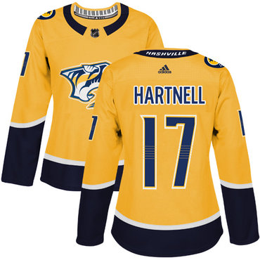 Adidas Predators #17 Scott Hartnell Yellow Home Authentic Women's Stitched NHL Jersey
