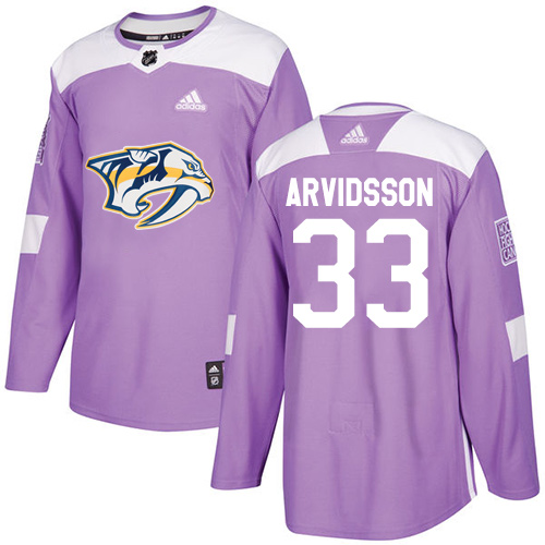 Adidas Predators #33 Viktor Arvidsson Purple Authentic Fights Cancer Stitched Youth NHL Jersey