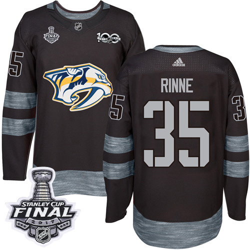 Adidas Predators #35 Pekka Rinne Black 1917-2017 100th Anniversary Stanley Cup Final Patch Stitched NHL Jersey