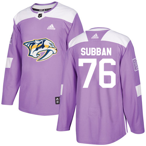 Adidas Predators #76 P.K Subban Purple Authentic Fights Cancer Stitched Youth NHL Jersey