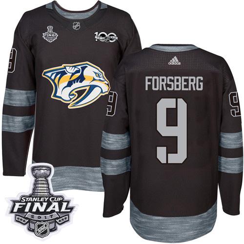 Adidas Predators #9 Filip Forsberg Black 1917-2017 100th Anniversary Stanley Cup Final Patch Stitched NHL Jersey