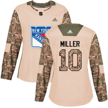 Adidas Rangers #10 J.T. Miller Camo Authentic 2017 Veterans Day Women's Stitched NHL Jersey