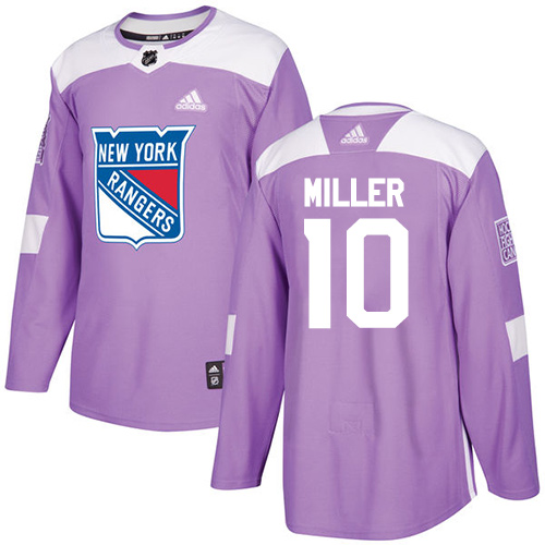 Adidas Rangers #10 J.T. Miller Purple Authentic Fights Cancer Stitched Youth NHL Jersey