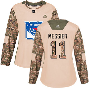 Adidas Rangers #11 Mark Messier Camo Authentic 2017 Veterans Day Women's Stitched NHL Jersey
