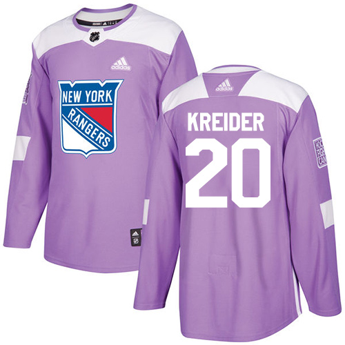 Adidas Rangers #20 Chris Kreider Purple Authentic Fights Cancer Stitched Youth NHL Jersey
