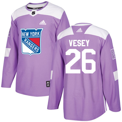 Adidas Rangers #26 Jimmy Vesey Purple Authentic Fights Cancer Stitched Youth NHL Jersey