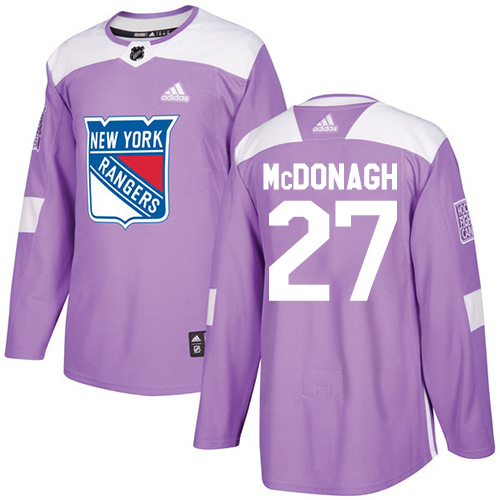 Adidas Rangers #27 Ryan McDonagh Purple Authentic Fights Cancer Stitched Youth NHL Jersey