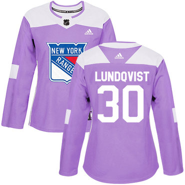 Adidas Rangers #30 Henrik Lundqvist Purple Authentic Fights Cancer Women's Stitched NHL Jersey