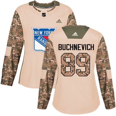 Adidas Rangers #89 Pavel Buchnevich Camo Authentic 2017 Veterans Day Women's Stitched NHL Jersey