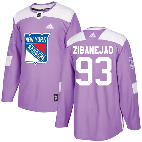 Adidas Rangers #93 Mika Zibanejad Purple Authentic Fights Cancer Stitched Youth NHL Jersey