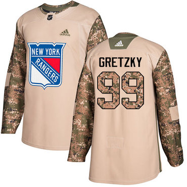 Adidas Rangers #99 Wayne Gretzky Camo Authentic 2017 Veterans Day Stitched Youth NHL Jersey