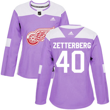 Adidas Red Wings #40 Henrik Zetterberg Purple Authentic Fights Cancer Women's Stitched NHL Jersey