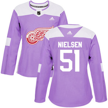 Adidas Red Wings #51 Frans Nielsen Purple Authentic Fights Cancer Women's Stitched NHL Jersey