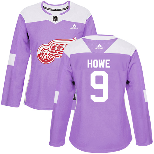 Adidas Red Wings #9 Gordie Howe Purple Authentic Fights Cancer Women's Stitched NHL Jersey