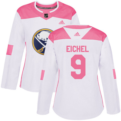 Adidas Sabres #9 Jack Eichel White Pink Authentic Fashion Women's Stitched NHL Jersey