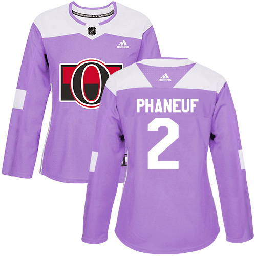 Adidas Senators #2 Dion Phaneuf Purple Authentic Fights Cancer Women's Stitched NHL Jersey