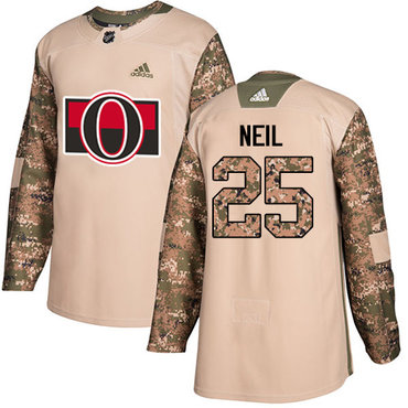 Adidas Senators #25 Chris Neil Camo Authentic 2017 Veterans Day Stitched Youth NHL Jersey
