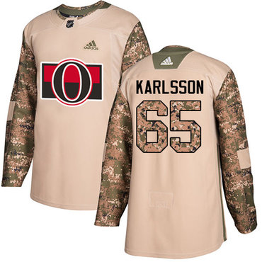 Adidas Senators #65 Erik Karlsson Camo Authentic 2017 Veterans Day Stitched Youth NHL Jersey
