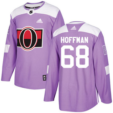 Adidas Senators #68 Mike Hoffman Purple Authentic Fights Cancer Stitched Youth NHL Jersey