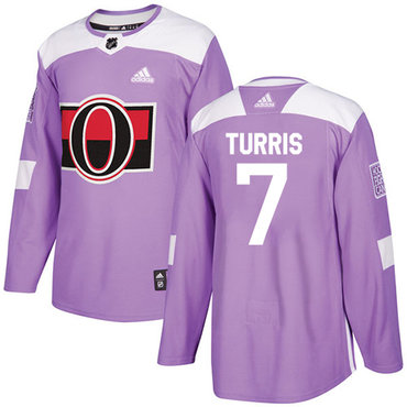Adidas Senators #7 Kyle Turris Purple Authentic Fights Cancer Stitched Youth NHL Jersey