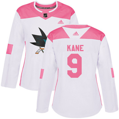 Adidas Sharks #9 Evander Kane White Pink Authentic Fashion Women's Stitched NHL Jersey
