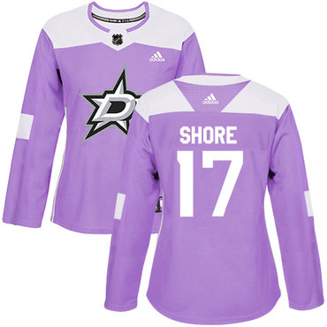 Adidas Stars #17 Devin Shore Purple Authentic Fights Cancer Women's Stitched NHL Jersey