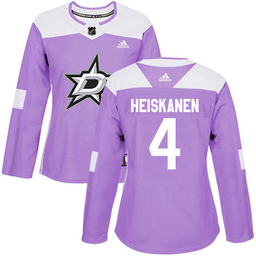Adidas Stars #4 Miro Heiskanen Purple Authentic Fights Cancer Women's Stitched NHL Jersey