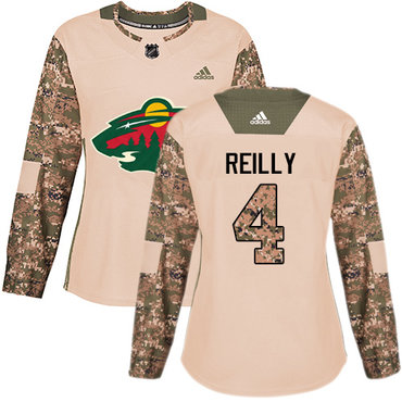 Adidas Wild #4 Mike Reilly Camo Authentic 2017 Veterans Day Women's Stitched NHL Jersey
