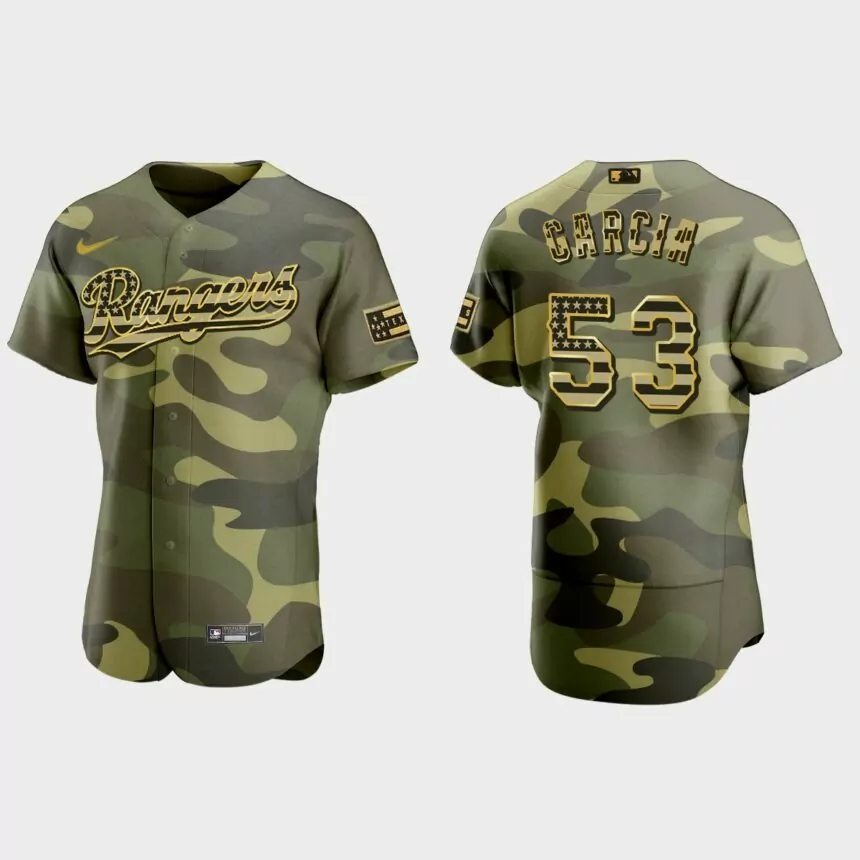 Adolis Garcia Texas Rangers 2022 Armed Forces Day Authentic Jersey – Camo
