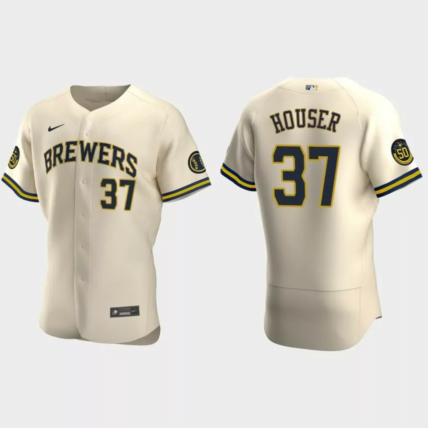 Adrian Houser Milwaukee Brewers Authentic Alternate Jersey – Cream