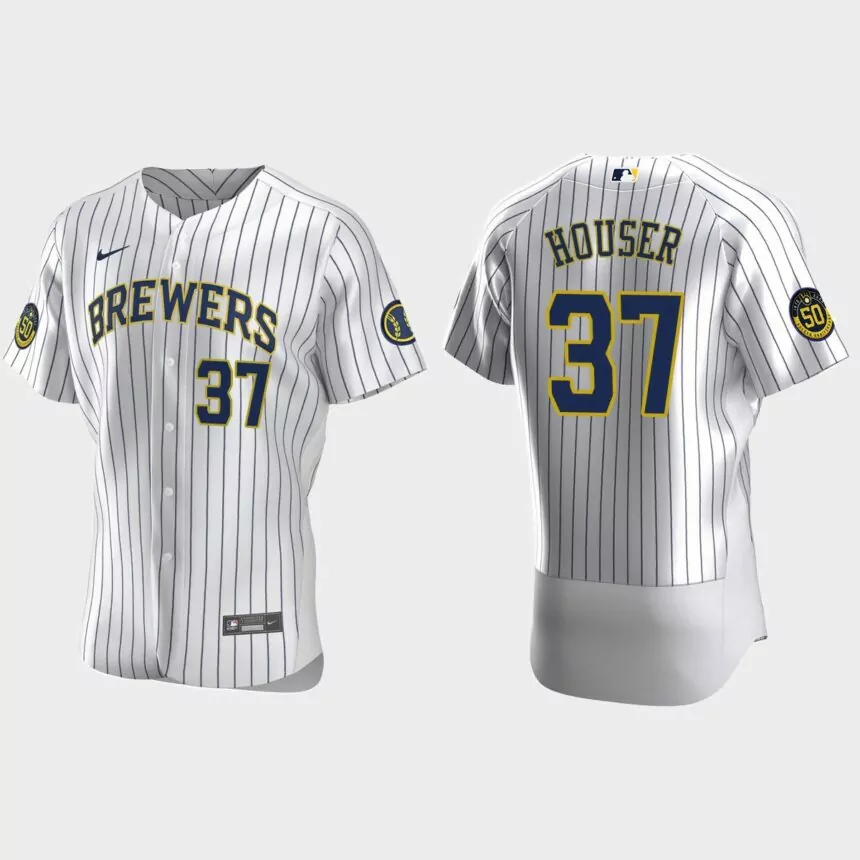 Adrian Houser Milwaukee Brewers Authentic Home Jersey – White