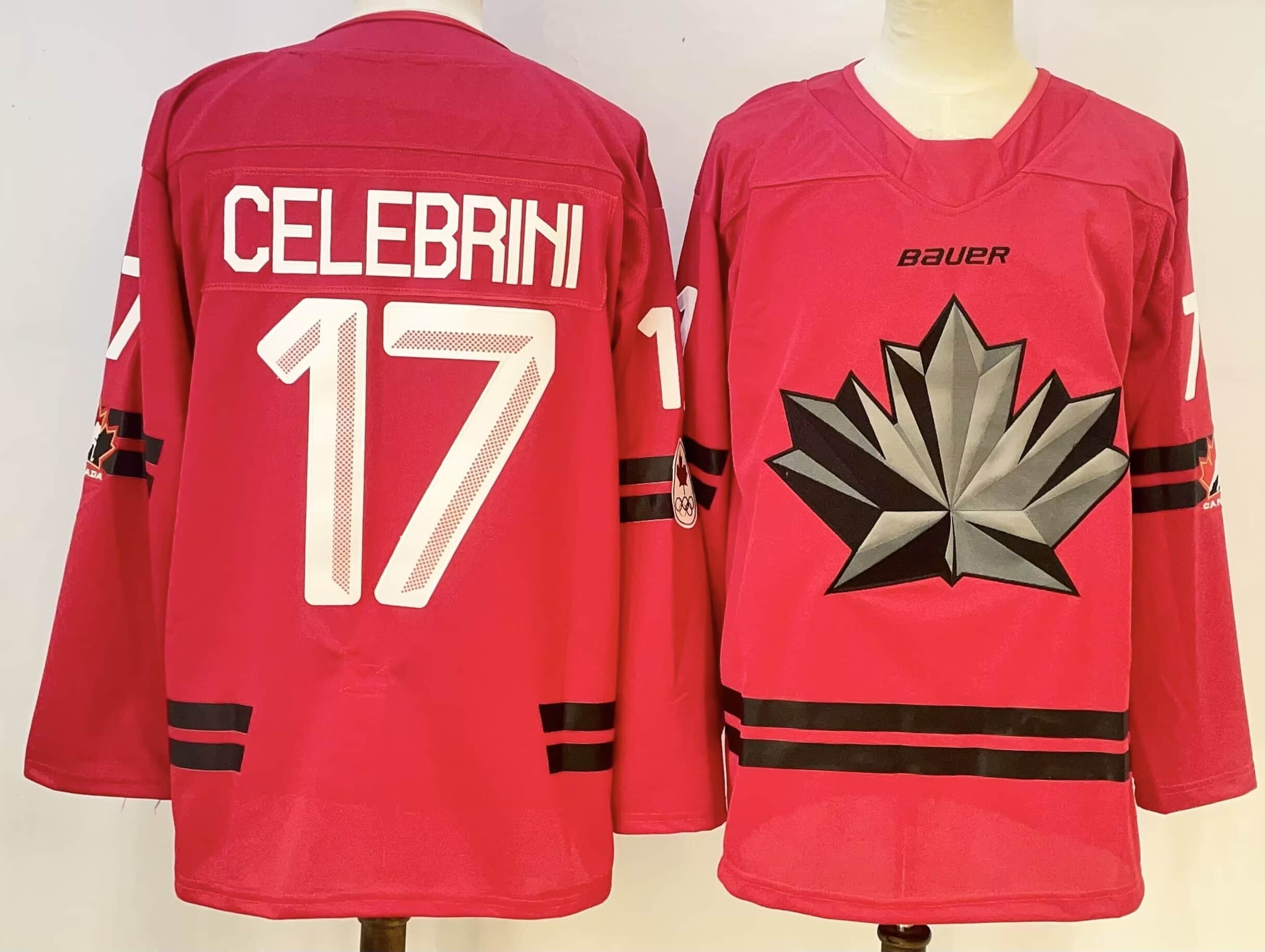 Adult  Celebrini Team Canada Olympic 2026 Bauer Home Red Replica Jersey