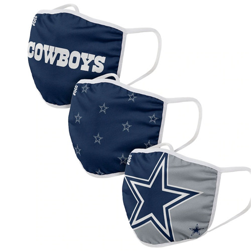 Adult Dallas Cowboys Face Covering 3-Pack