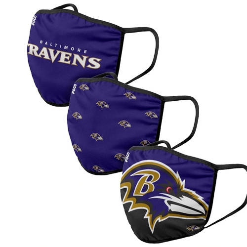 Adult Ravens Face Covering 3-Pack