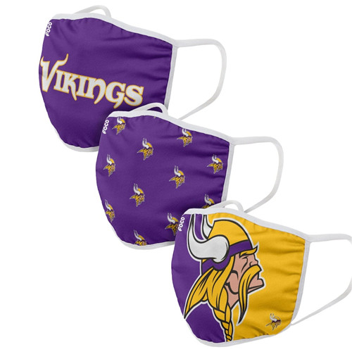 Adult Vikings Face Covering 3-Pack