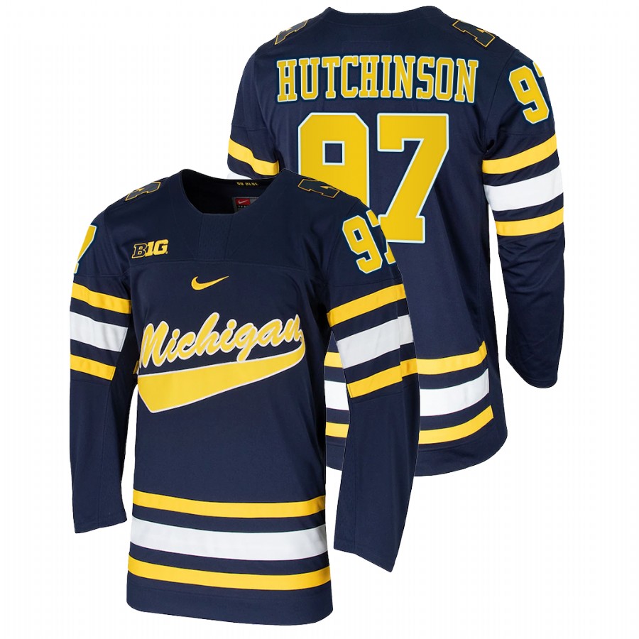 Aidan Hutchinson Hockey Michigan Wolverines Navy Jersey