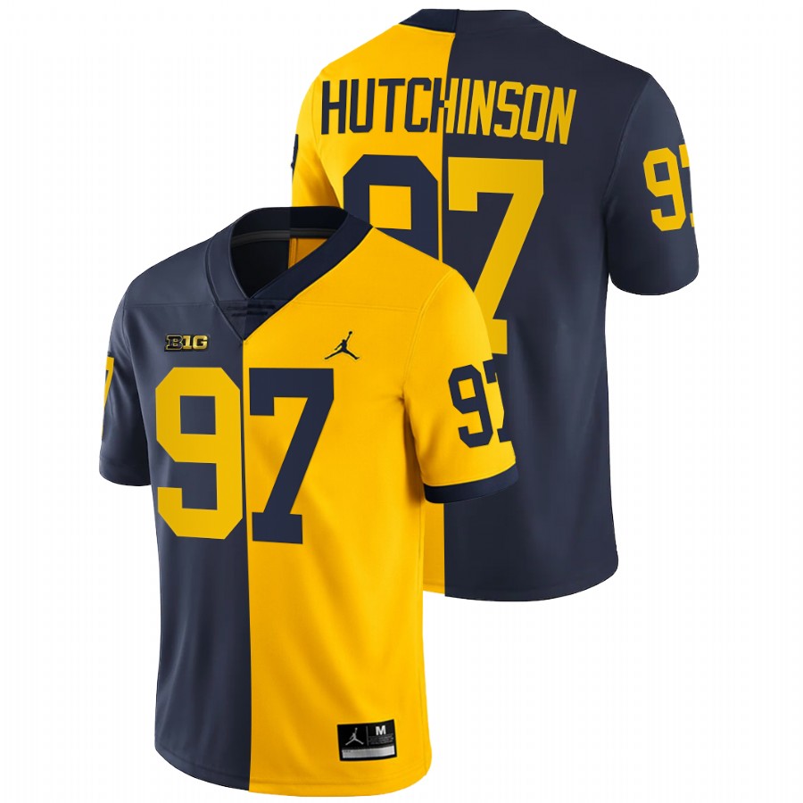 Aidan Hutchinson Michigan Wolverines Navy Maize 2021-22 Split Edition College Football Jersey