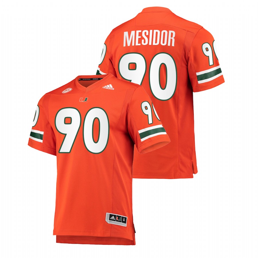 Akheem Mesidor Miami Hurricanes Orange College Football Jersey Men's Jersey Miami Hurricanes Akheem Mesidor College Football Orange Jersey