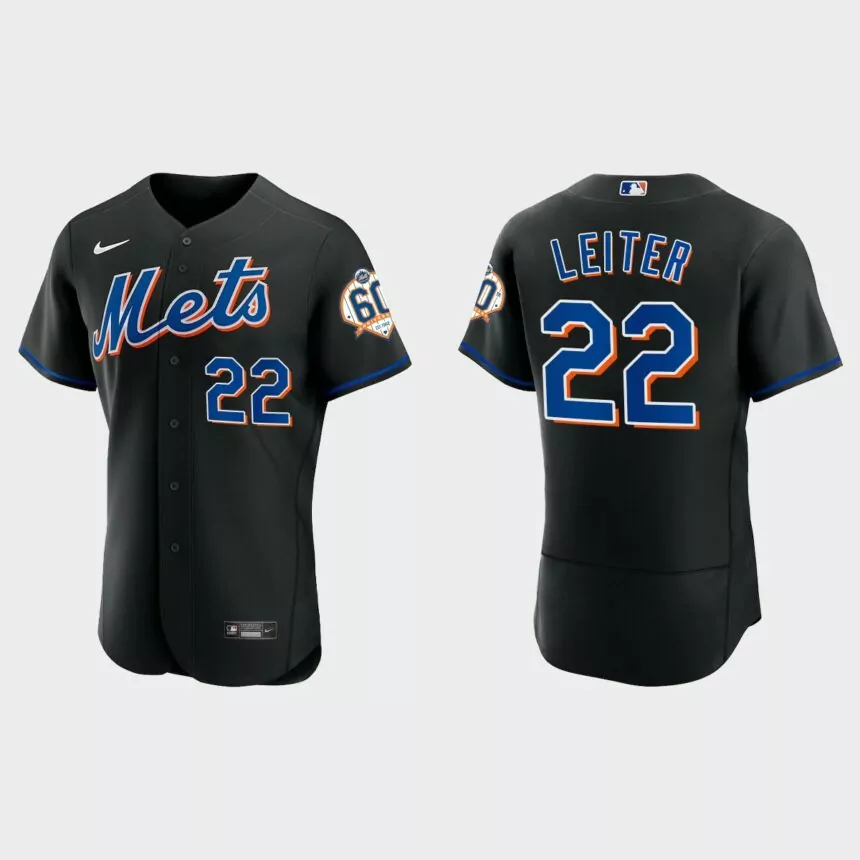 Al Leiter New York Mets 60th Anniversary Alternate Authentic Jersey – Black