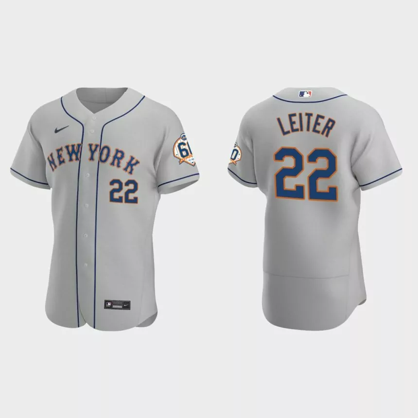 Al Leiter New York Mets 60th Anniversary Road Authentic Jersey – Gray