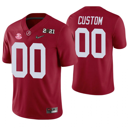 Alabama Crimson Tide 00 Custom 2021 National Champions Jersey Crimson