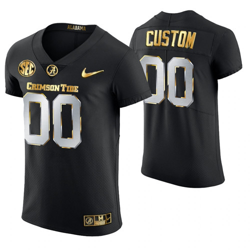 Alabama Crimson Tide 00 Custom Authentic Golden Edition Jersey Black