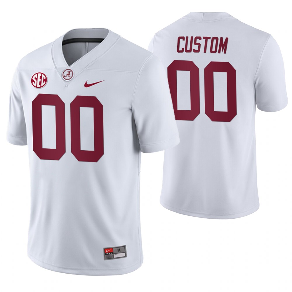 Alabama Crimson Tide 00 Custom Away Game College Football Jersey White