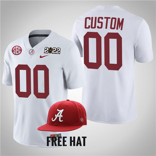 Alabama Crimson Tide 00 Custom CFP 2021 Cotton Bowl Champions Jersey White