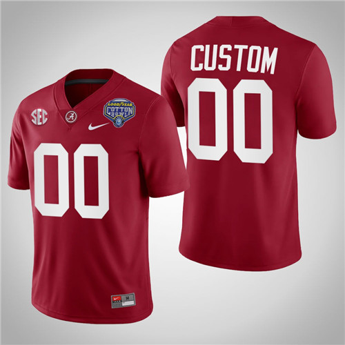 Alabama Crimson Tide 00 Custom College Football Playoff 2021 Cotton Bowl Jersey Crimson