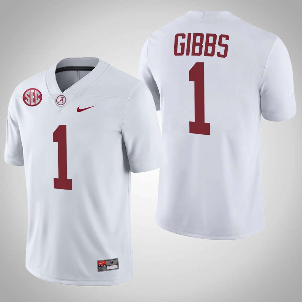 Alabama Crimson Tide 1 Jahmyr Gibbs College Football Jersey White