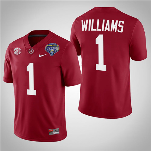 Alabama Crimson Tide 1 Jameson Williams College Football Playoff 2021 Cotton Bowl Jersey Crimson