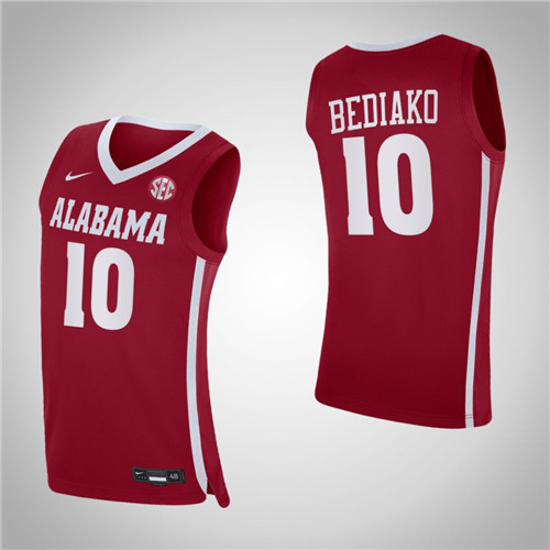 Alabama Crimson Tide 10 Charles Bediako College Basketball Jersey Red