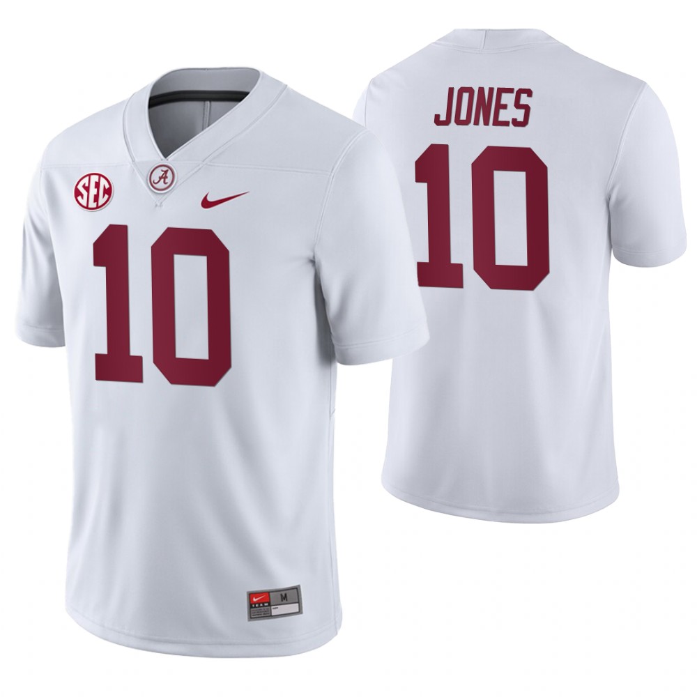 Alabama Crimson Tide 10 Mac Jones Away Game College Football Jerseys White